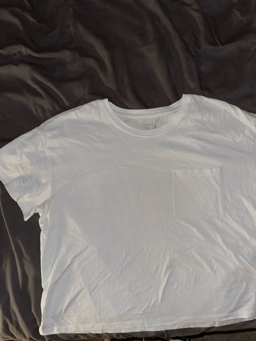 Time and Tru White Crew Neck Tee with Pocket